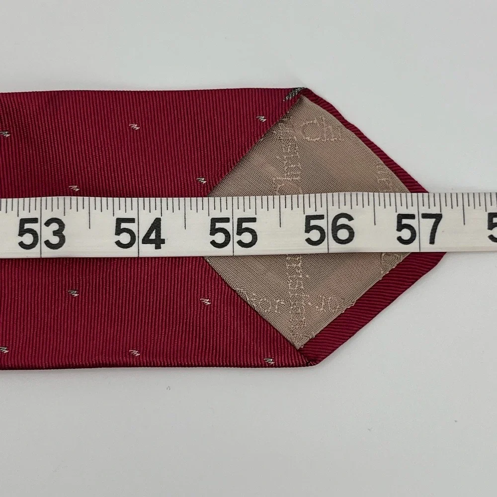 Vtg Christian Dior Tie Mens Crimson Red Silk Necktie Made in USA Designer Luxury